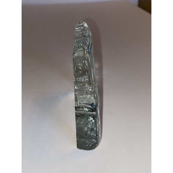 Fenton West Virginia Art Clear Glass Paperweight 4 1/2" x 4 1/4" x 7/8" Sign - Picture 3 of 6